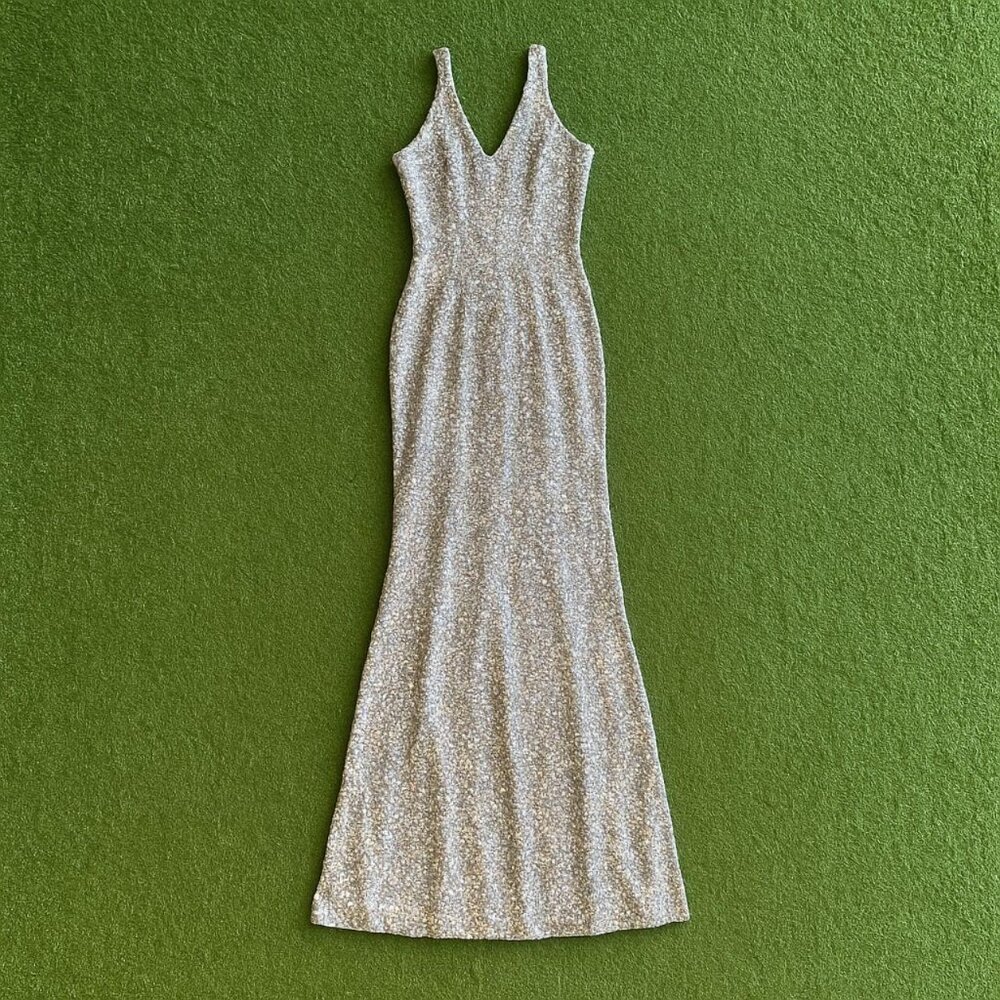 Dress the Population Silver Sequin Gown